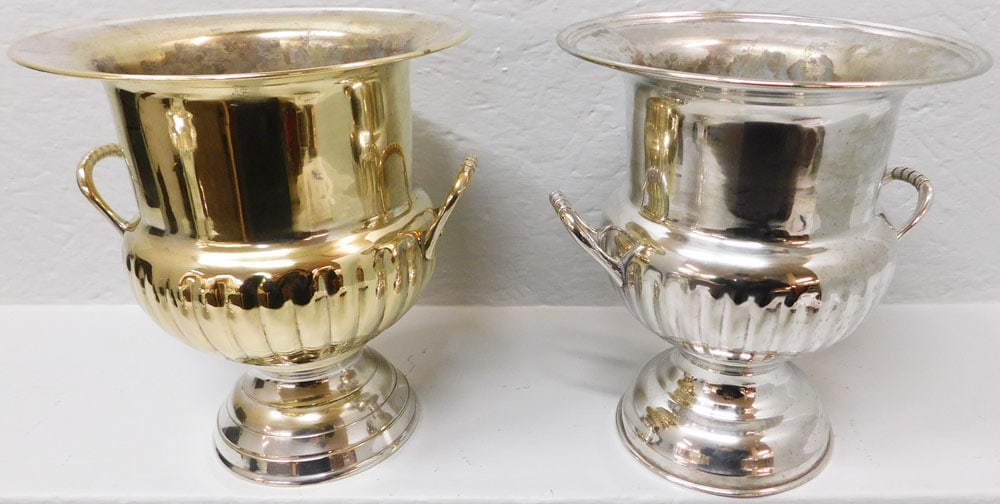 Two Champagne Buckets, (One Brass & One Silverplated) (1 of 5)