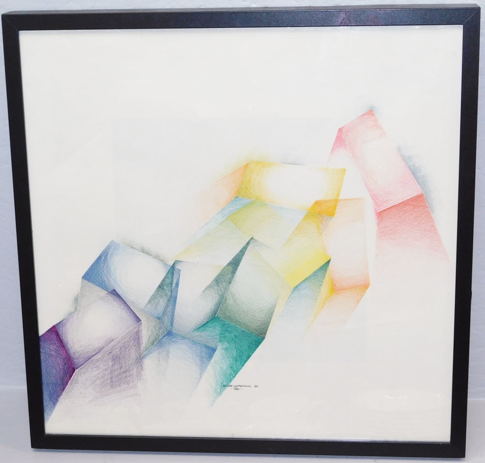 Framed Mid Century Geometrical Abstract Artist Signed R. Lee Gotschalk Jr. (1 of 3)