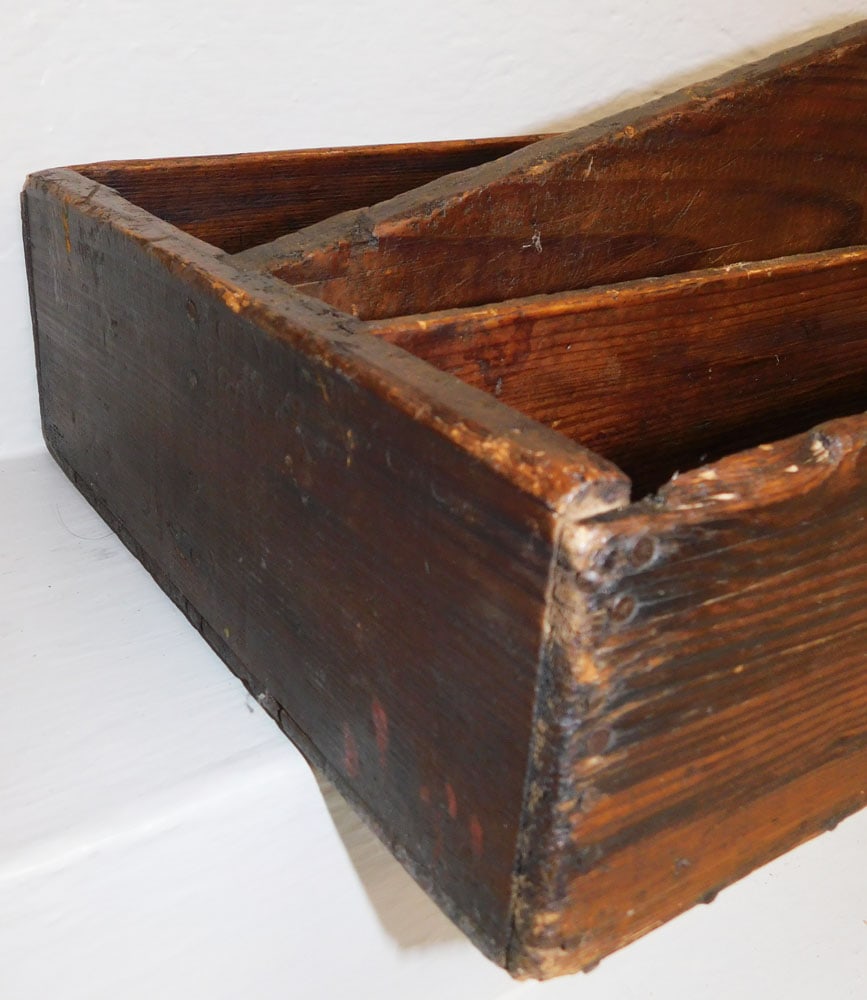 Large Antique Primitive Pine Tool Tray with Handle - 2