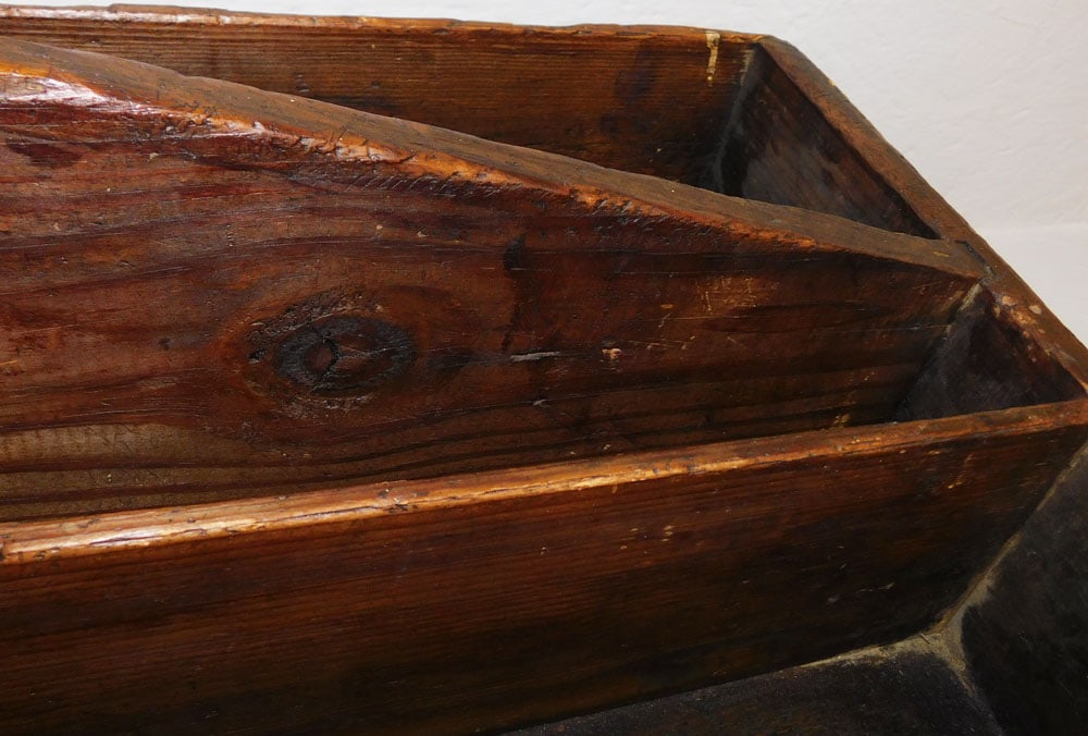 Large Antique Primitive Pine Tool Tray with Handle - 3