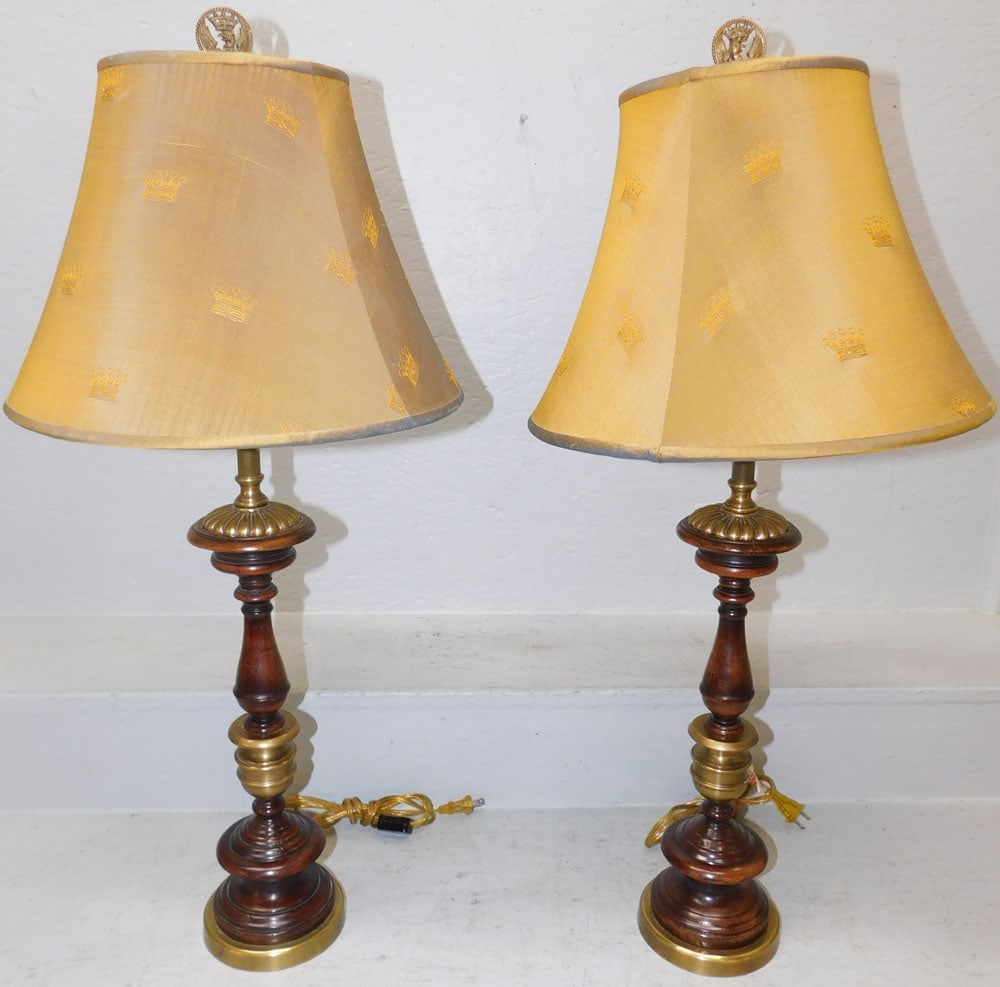Pair of Mahogany & Brass Lamps (1 of 5)