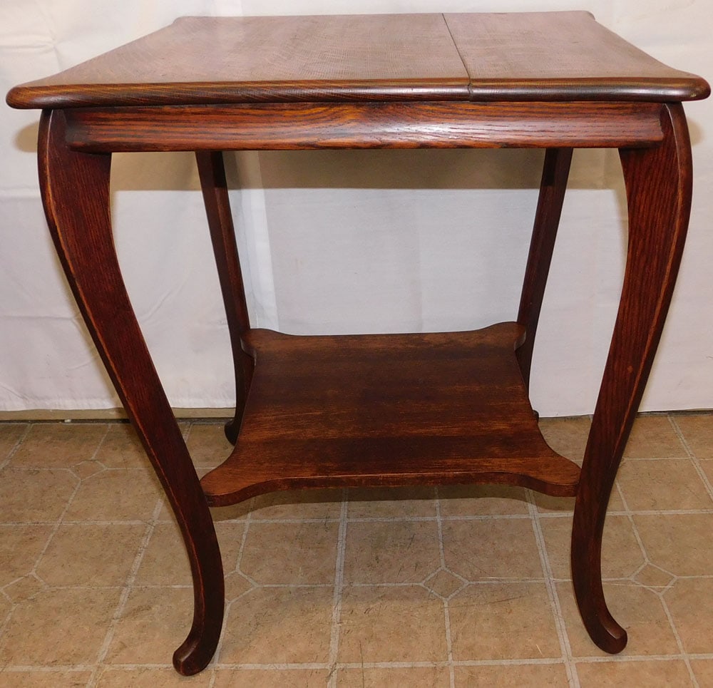 Antique Oak Two Tier Lamp Table (1 of 2)