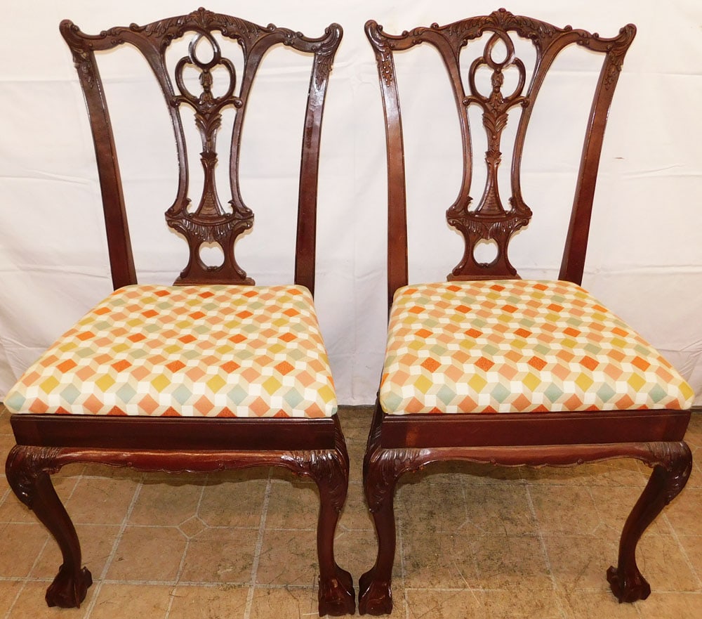 Pair of Carved Mahogany Side Chairs with Ball & Claw Feet (1 of 7)