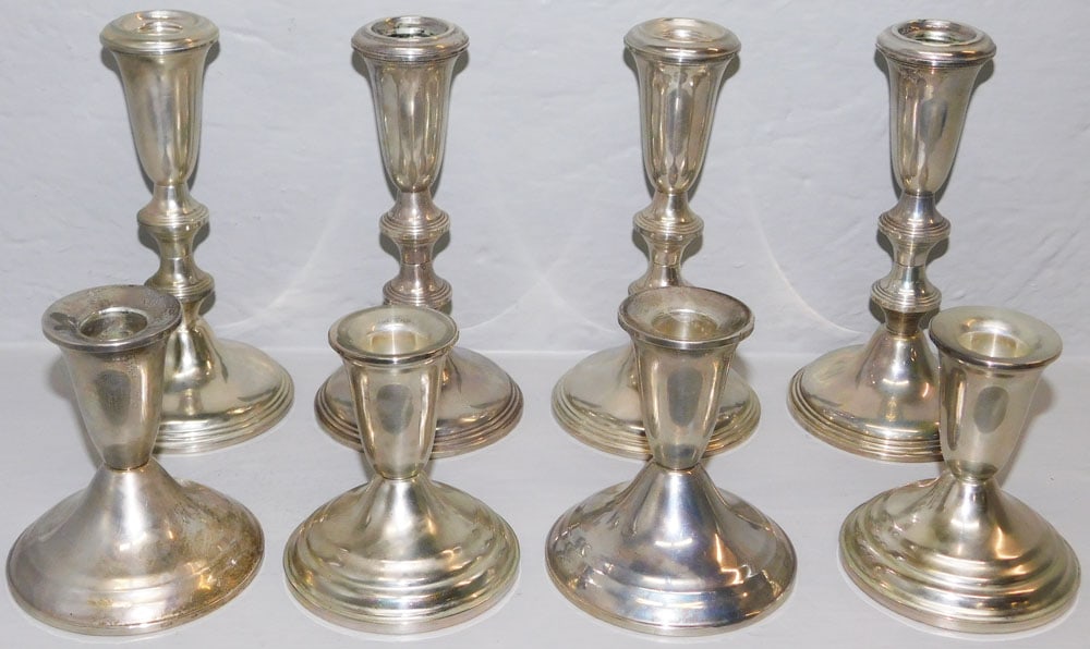 Eight Sterling Weighted Candlesticks (1 of 5)