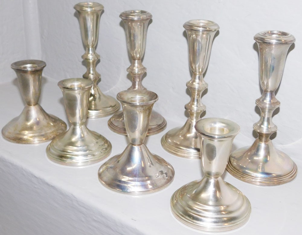 Eight Sterling Weighted Candlesticks - 3