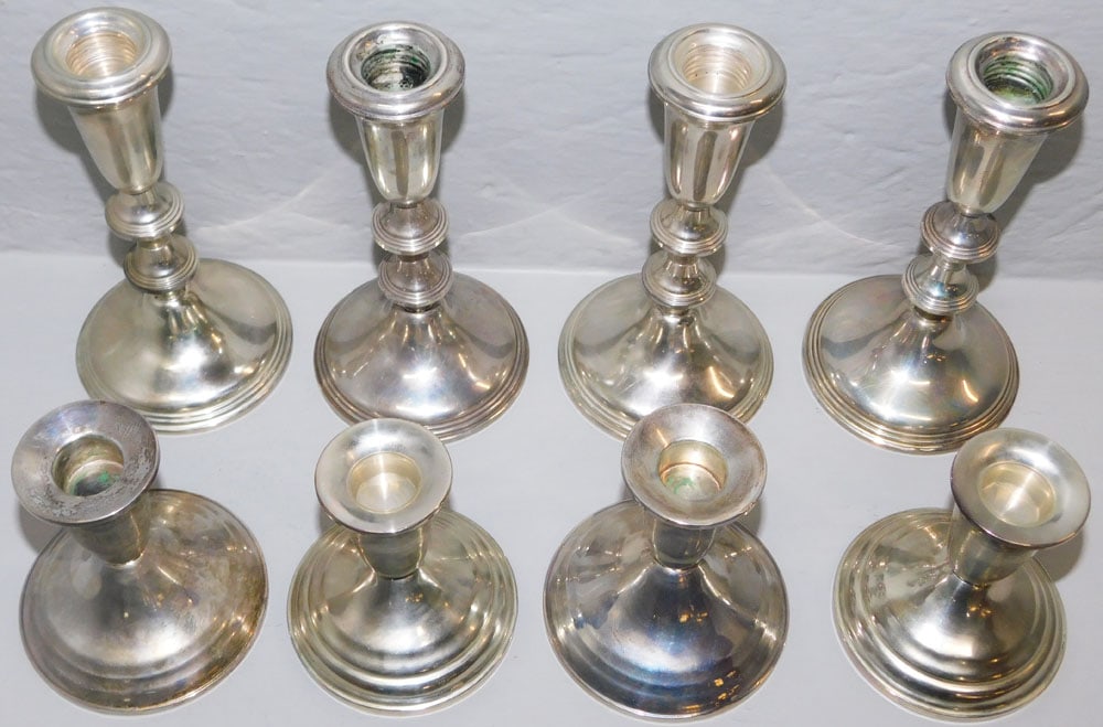 Eight Sterling Weighted Candlesticks - 4