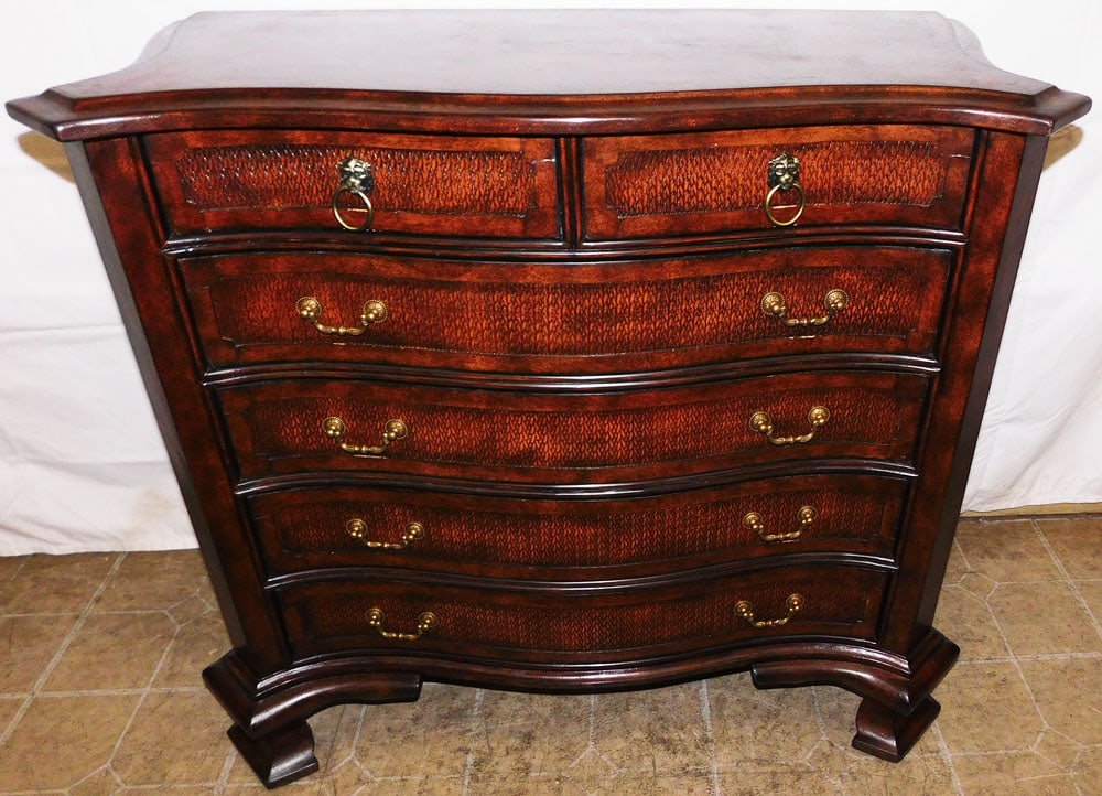 Leather & Rattan Two Over Four Drawer Chest (1 of 10)