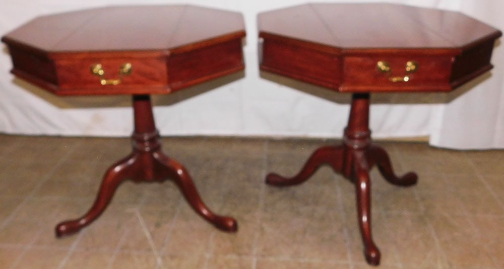 Pair Cherry Henkel Harris Octagonal Lamp Tables (1 of 8)