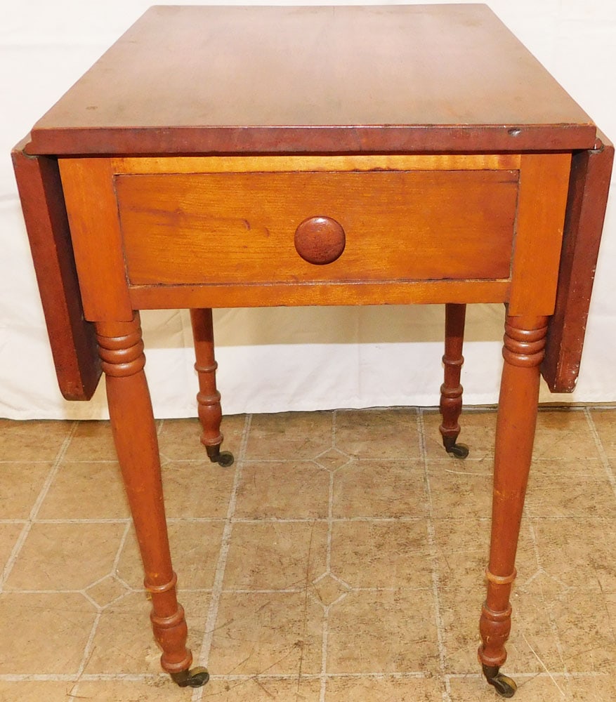 19th Century Cherry Drop Leaf One Drawer Stand (1 of 4)
