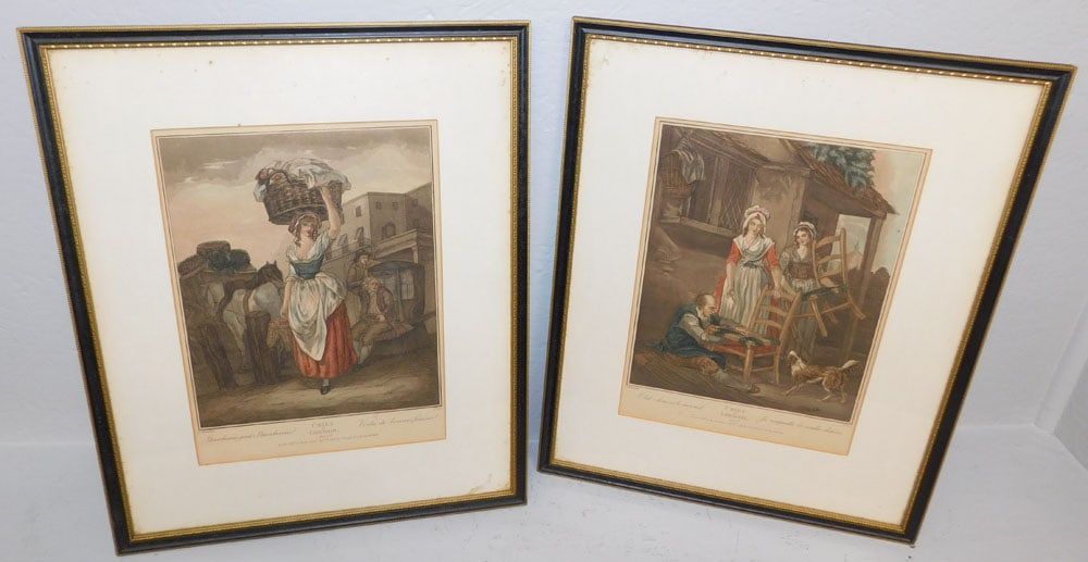 Pair of Framed Cries of London Colored Engravings (1 of 7)