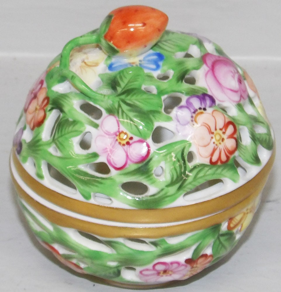 Herend Porcelain Open Work Box (1 of 4)