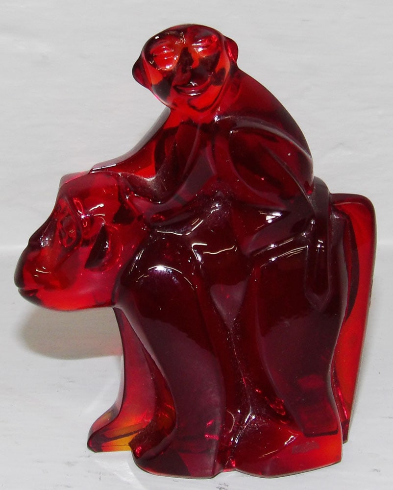 Signed Moser Ruby Monkey Paperweight (1 of 4)