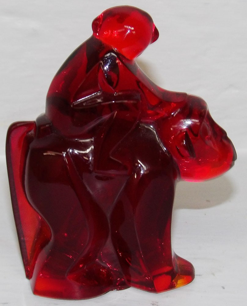 Signed Moser Ruby Monkey Paperweight - 3