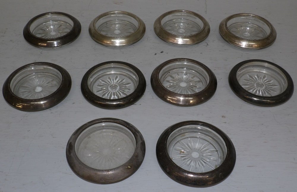 10 Sterling Rim Glass Coasters (1 of 4)