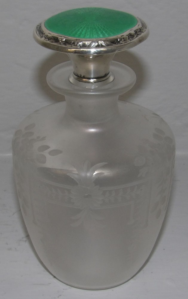 Signed Hawkes Sterling Stopper Verre de Soie Iridescent Perfume Bottle (1 of 4)