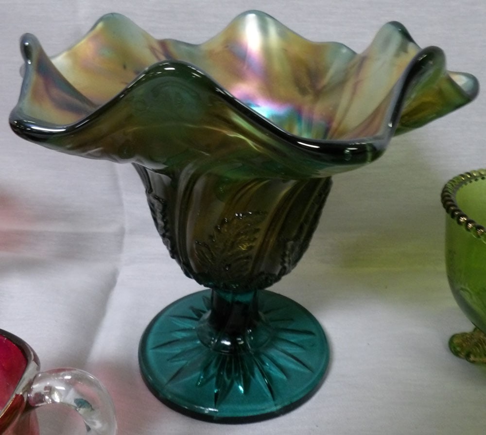 Lot Colored Glass Items - 2