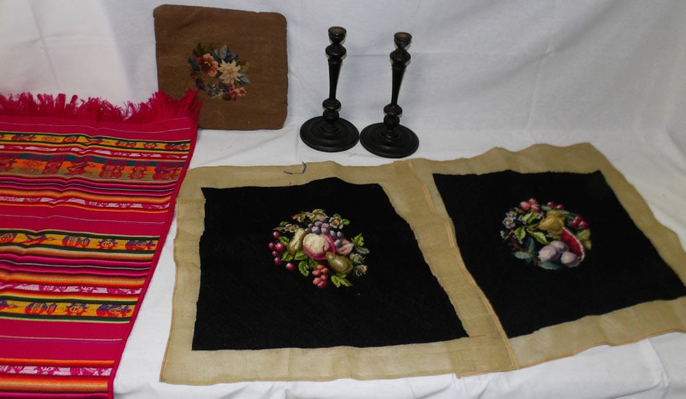 Lot Needlepoint Pillows - Candlesticks (1 of 5)