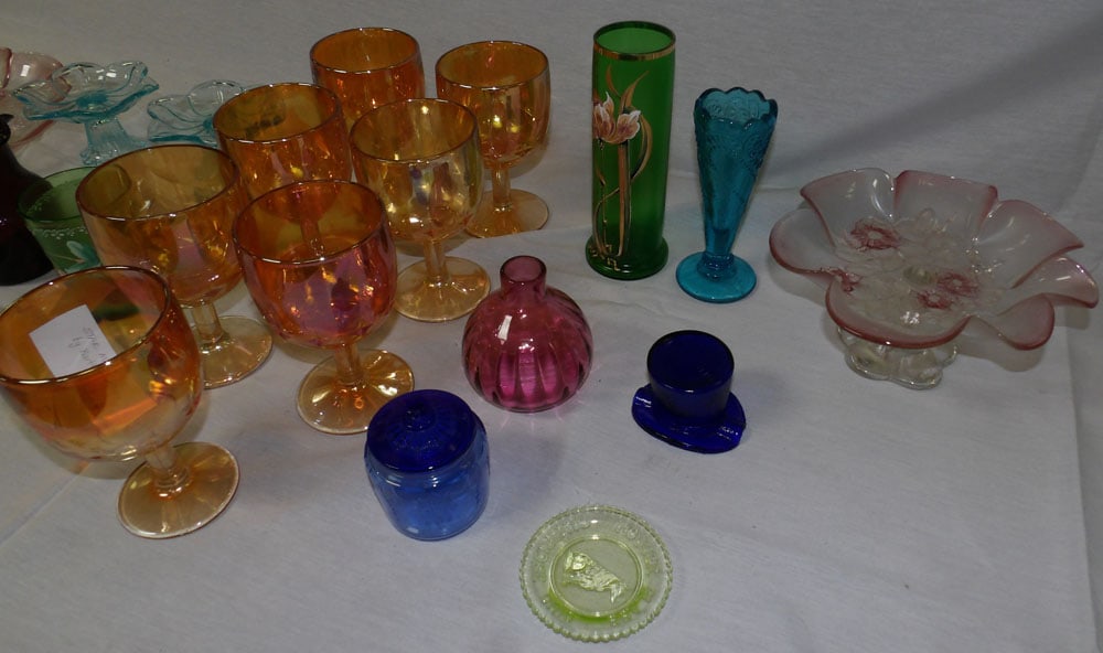 Lot Colored Glass Items - 2