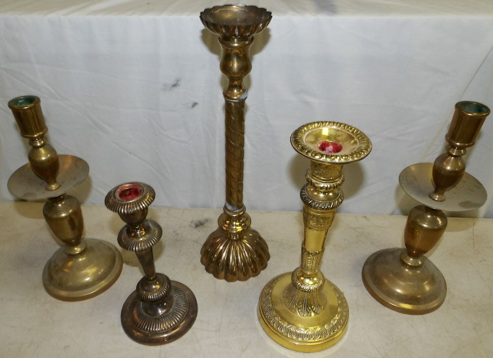 Lot of Brass Candlesticks (1 of 3)