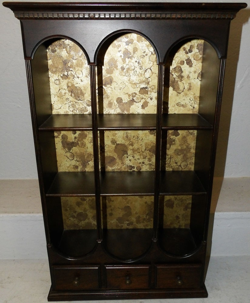 Cherry Hanging Wall Shelf with One Drawer (1 of 6)