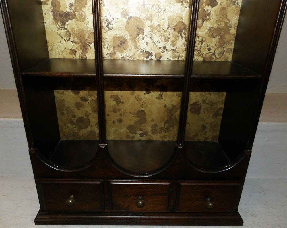 Cherry Hanging Wall Shelf with One Drawer - 2