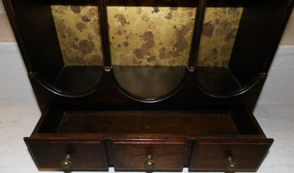 Cherry Hanging Wall Shelf with One Drawer - 4