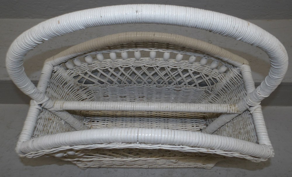 Painted Wicker Magazine Stand - 2