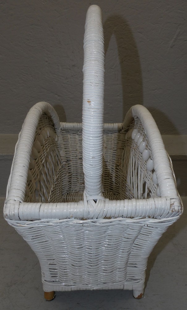 Painted Wicker Magazine Stand - 3