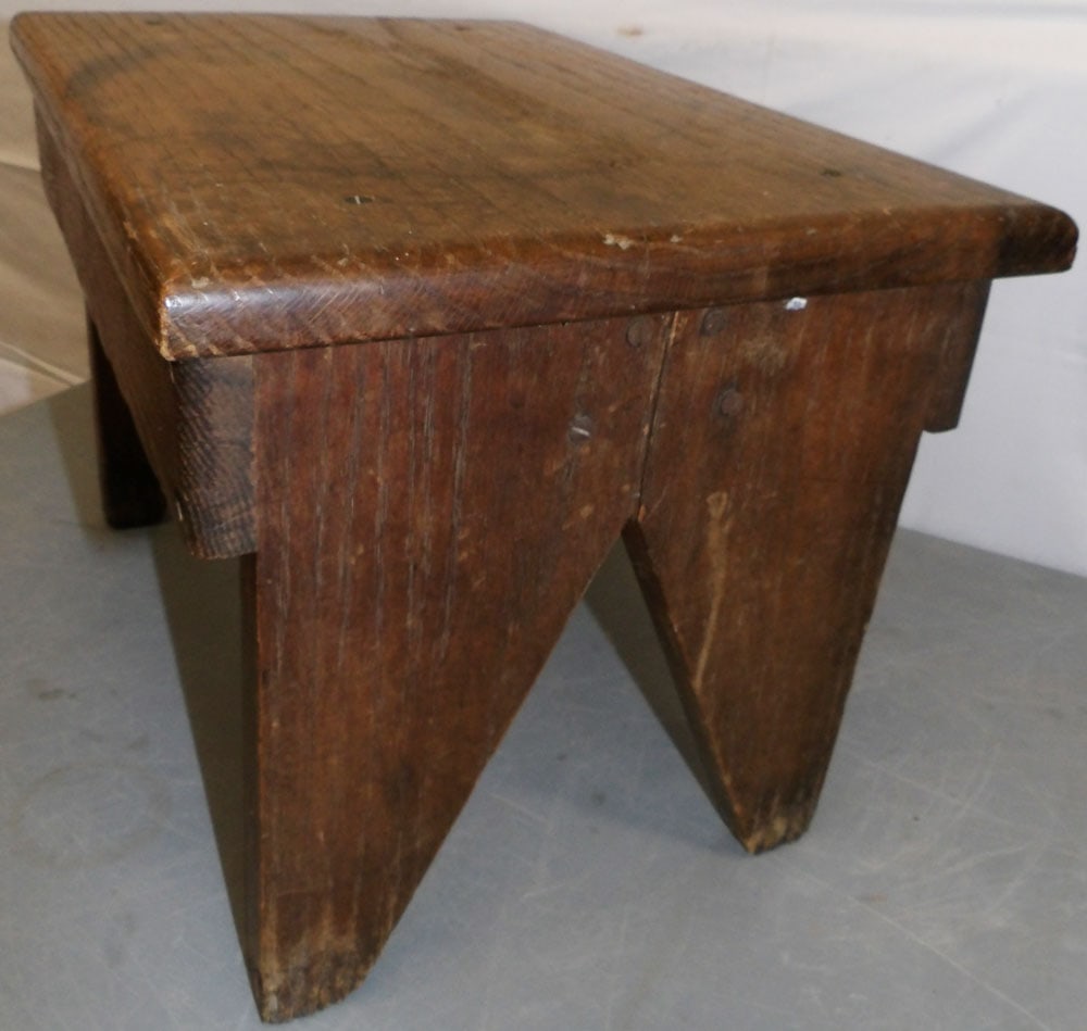Antique Oak Stool - 3