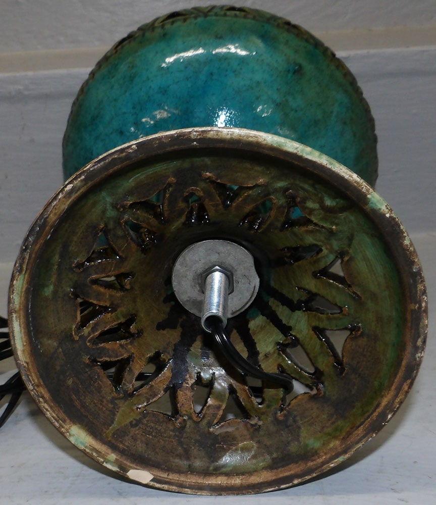 Pottery Vase Made Into Lamp - 3