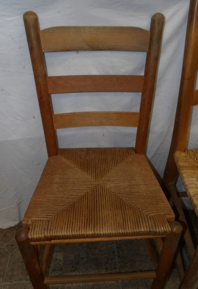 Three Antique Ladder Back Side Chairs - 2