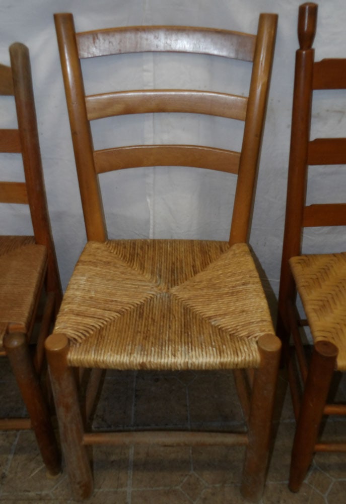 Three Antique Ladder Back Side Chairs - 3
