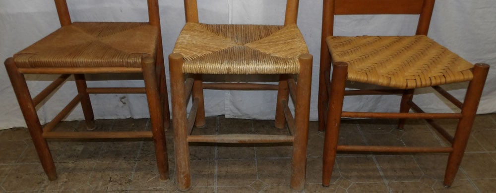 Three Antique Ladder Back Side Chairs - 5