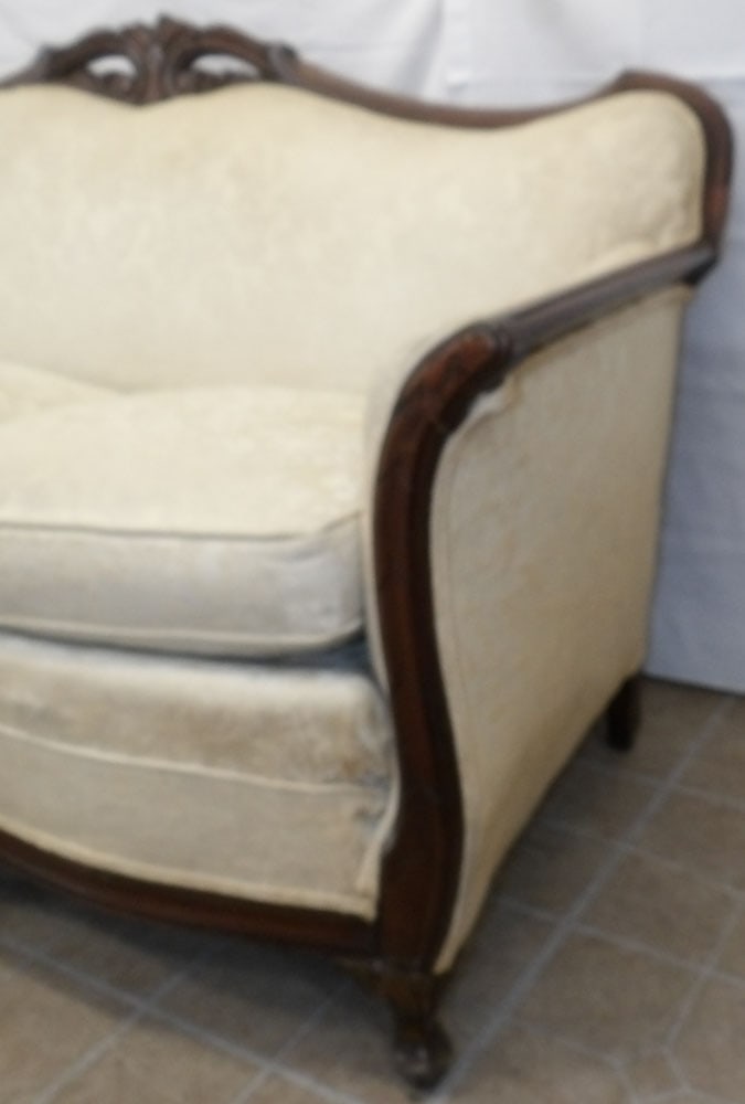 Carved Walnut & Upholstered Sofa - 3