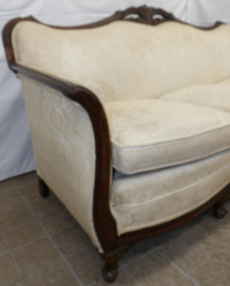Carved Walnut & Upholstered Sofa - 4