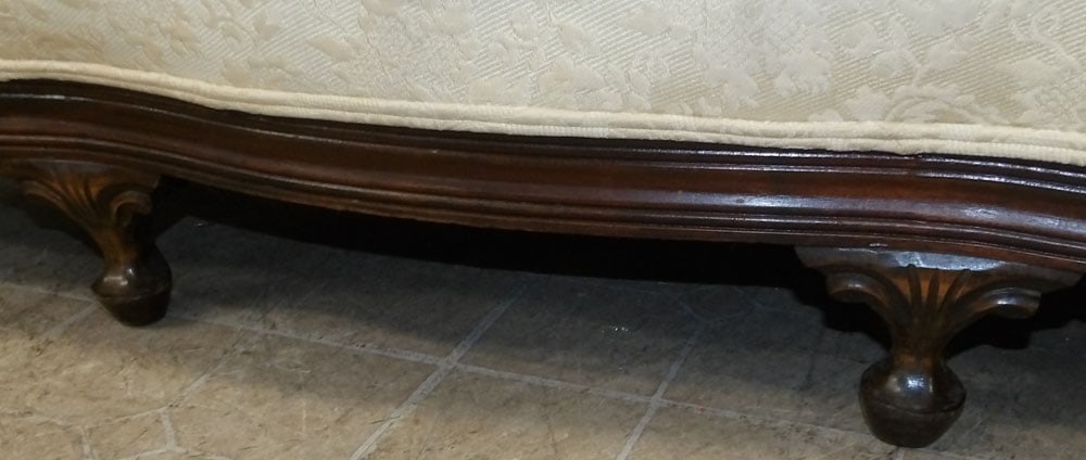 Carved Walnut & Upholstered Sofa - 5