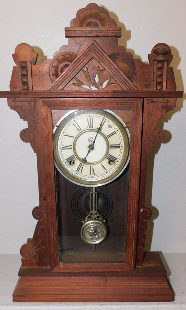 Antique Walnut Shelf Clock by Waterbury (1 of 7)