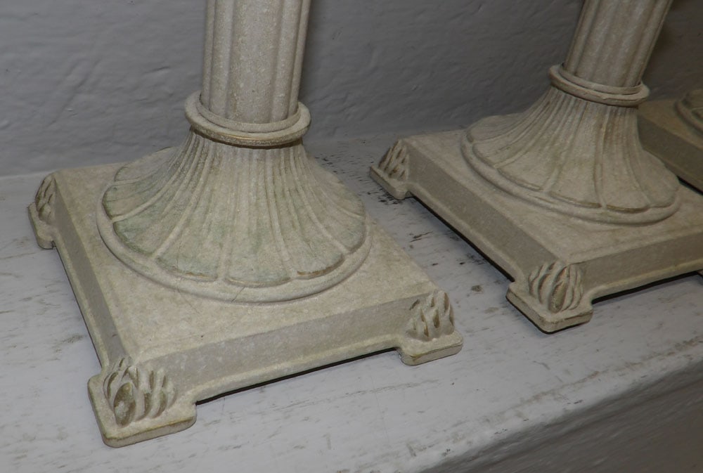 Three Painted Metal Column Candlesticks - 5