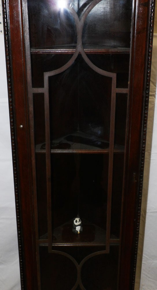 Walnut Corner Whatnot One Door Cabinet Clock - 3