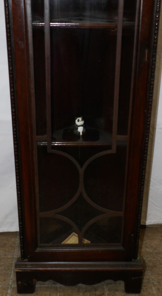 Walnut Corner Whatnot One Door Cabinet Clock - 4