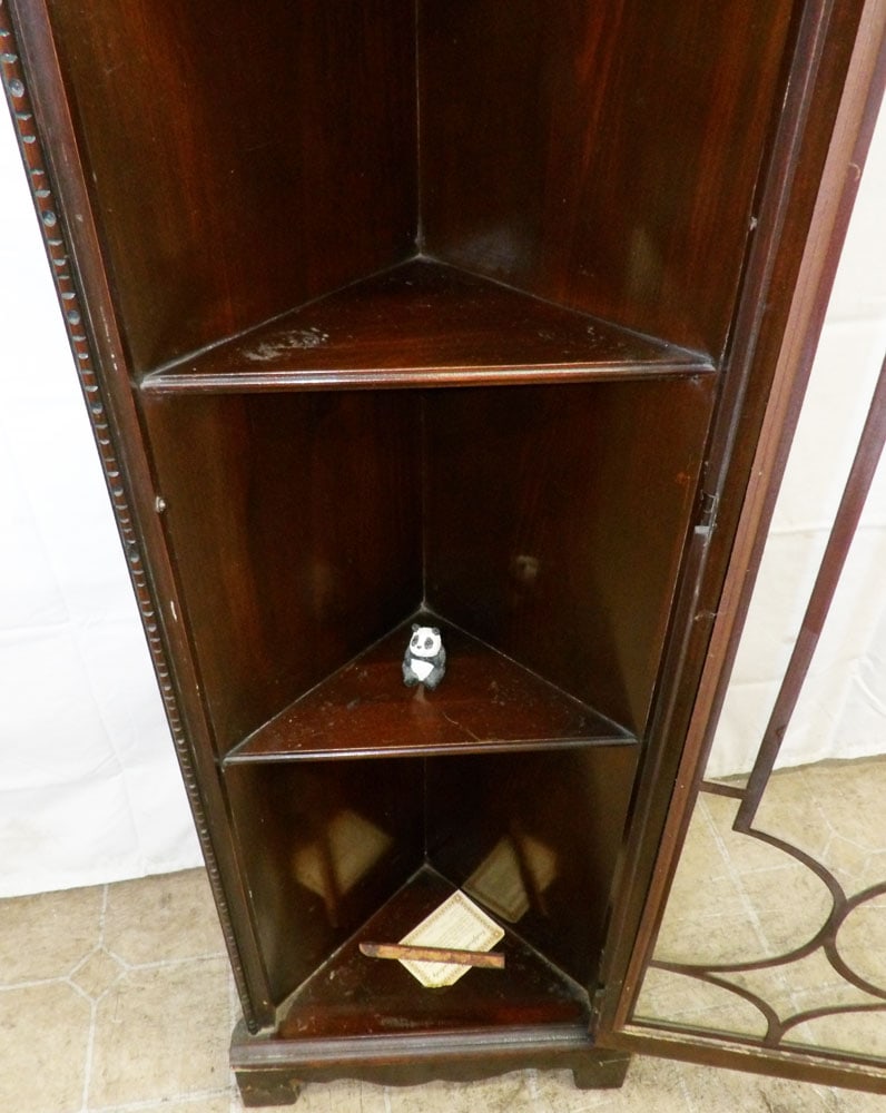 Walnut Corner Whatnot One Door Cabinet Clock - 6