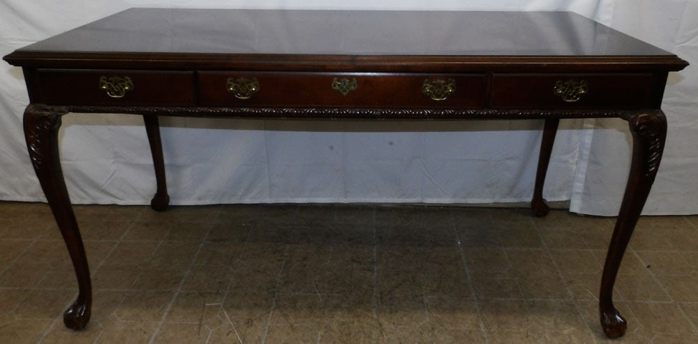 Cherry Three Drawer Desk with Ball & Claw Feet (1 of 6)