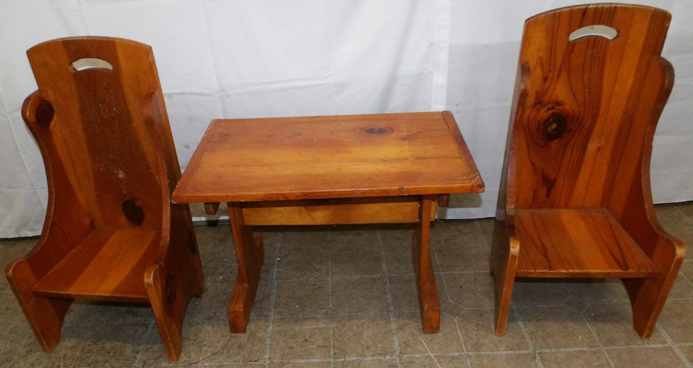 Pine Child's Table with Two Chairs - 2