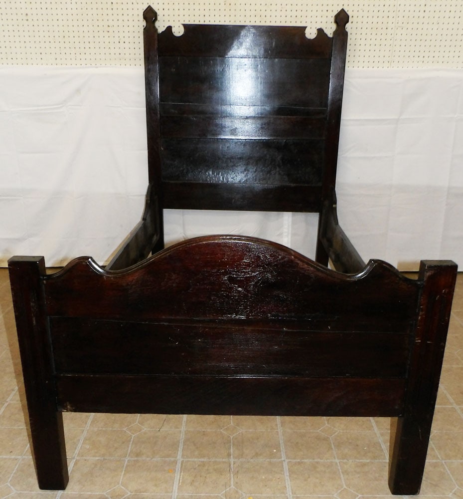 Antique Walnut Single Bed with Rails (1 of 4)