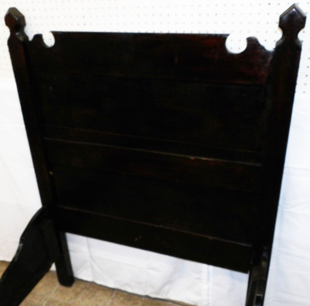 Antique Walnut Single Bed with Rails - 3