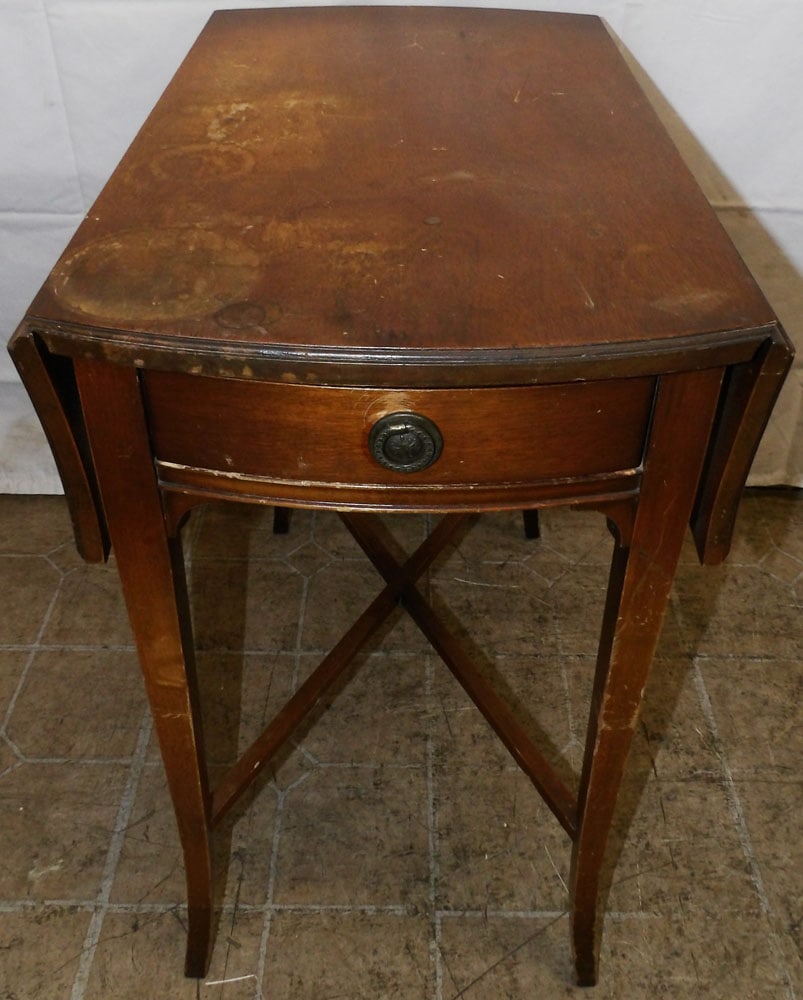 Mahogany One Drawer Drop Leaf Table (1 of 7)