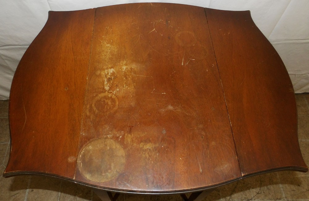 Mahogany One Drawer Drop Leaf Table - 3