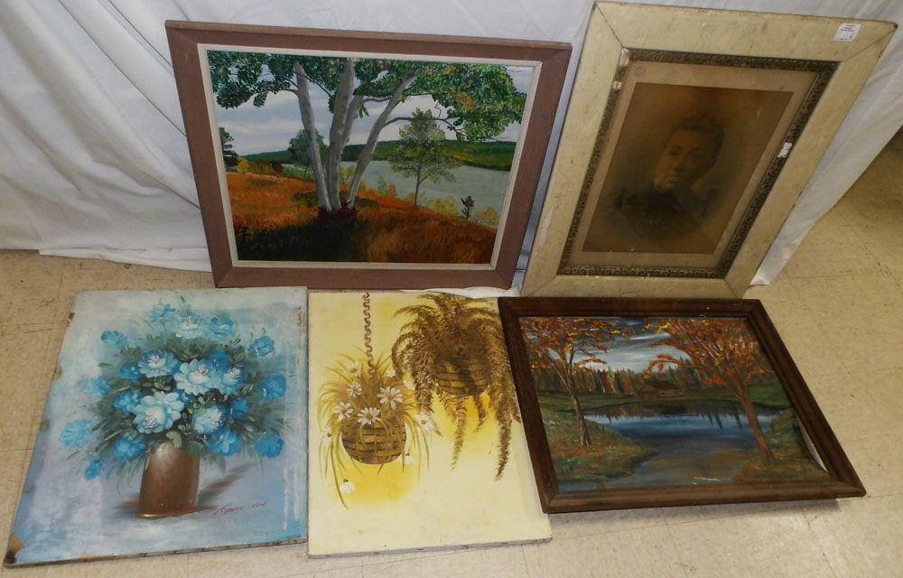 Framed Photo, Two Oil On Boards, & Two Oil On Canvas (1 of 5)