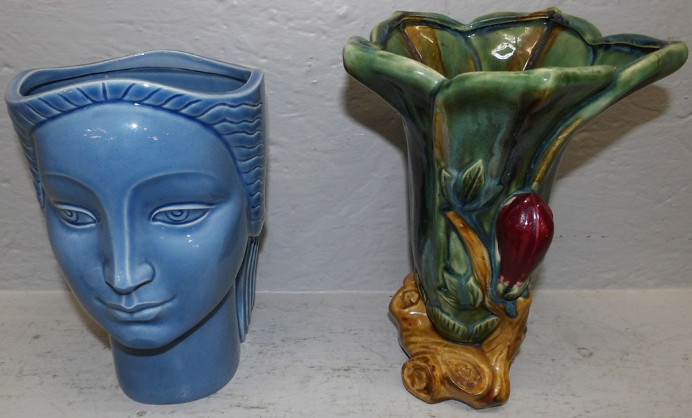 Porcelain Head Vase & Majolica Vase (1 of 7)