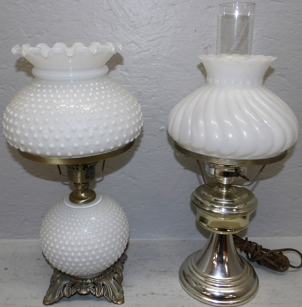 Two Milk Glass Lamps (1 of 4)